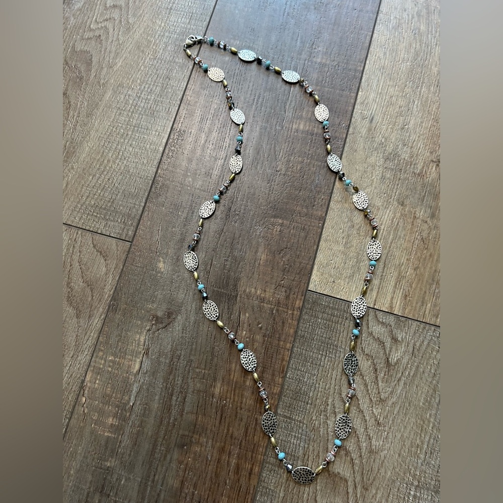 Premier Design Silver and Blue Beaded Necklace